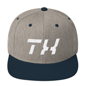 Texas - Flat Brim Hat - White Embroidery - TX - Many Hat Color Options Available