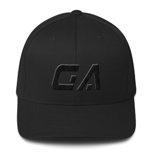 Georgia - Structured Twill Cap - Black Embroidery - GA - Many Hat Color Options Available