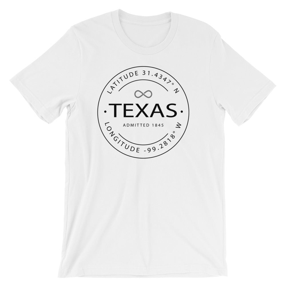 Texas - Short-Sleeve Unisex T-Shirt - Latitude & Longitude