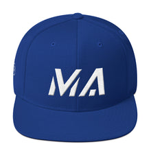Massachusetts - Flat Brim Hat - White Embroidery - MA - Many Hat Color Options Available