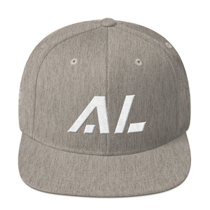 Alabama - Flat Brim Hat - White Embroidery - AL - Many Hat Color Options Available