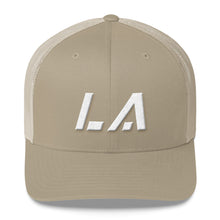Louisiana - Mesh Back Trucker Cap - White Embroidery - LA - Many Hat Color Options Available