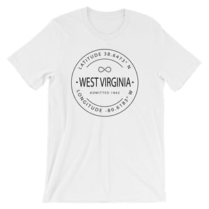 West Virginia - Short-Sleeve Unisex T-Shirt - Latitude & Longitude