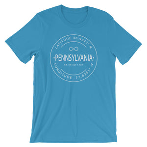 Pennsylvania - Short-Sleeve Unisex T-Shirt - Latitude & Longitude