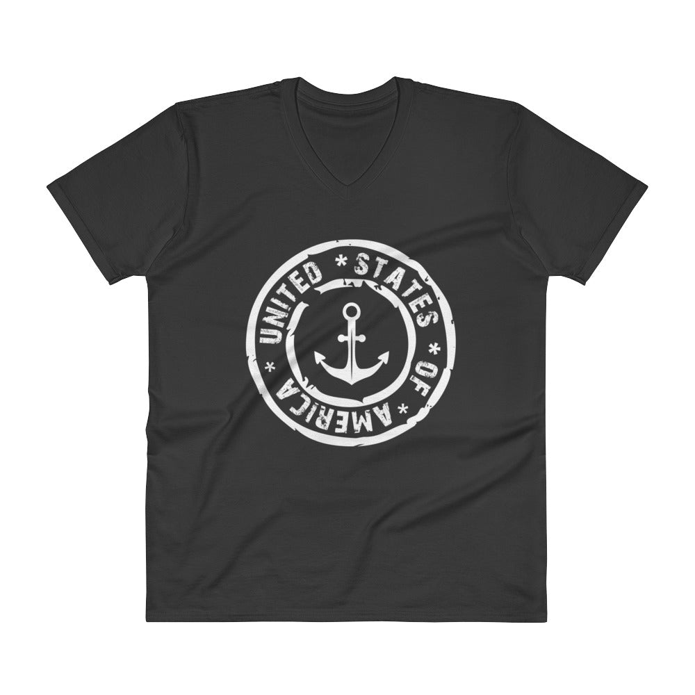 USA Designs - V-Neck T-Shirt - Anchor