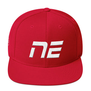 Nebraska - Flat Brim Hat - White Embroidery - NE - Many Hat Color Options Available