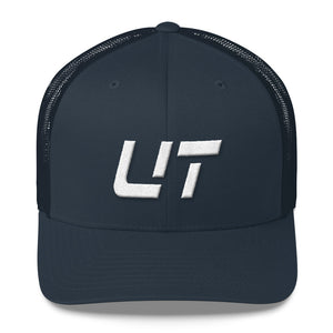 Utah - Mesh Back Trucker Cap - White Embroidery - UT - Many Hat Color Options Available