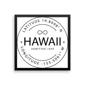 Hawaii - Framed Print - Latitude & Longitude