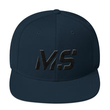 Mississippi - Flat Brim Hat - Black Embroidery - MS - Many Hat Color Options Available