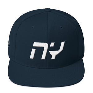 New York - Flat Brim Hat - White Embroidery - NY - Many Hat Color Options Available