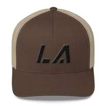 Louisiana - Mesh Back Trucker Cap - Black Embroidery - LA - Many Hat Color Options Available