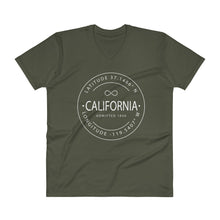 California - V-Neck T-Shirt - Latitude & Longitude