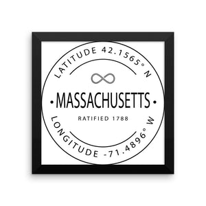 Massachusetts - Framed Print - Latitude & Longitude