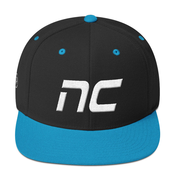 North Carolina - Flat Brim Hat - White Embroidery - NC - Many Hat Color Options Available