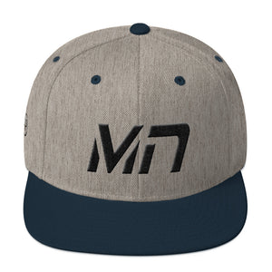 Minnesota - Flat Brim Hat - Black Embroidery - MN - Many Hat Color Options Available