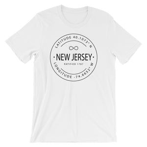 New Jersey - Short-Sleeve Unisex T-Shirt - Latitude & Longitude