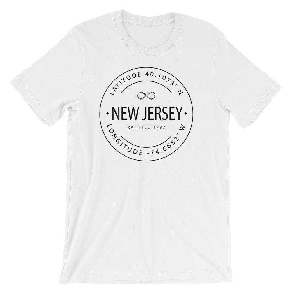 New Jersey - Short-Sleeve Unisex T-Shirt - Latitude & Longitude