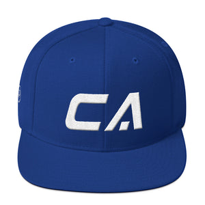 California - Flat Brim Hat - White Embroidery - CA - Many Hat Color Options Available