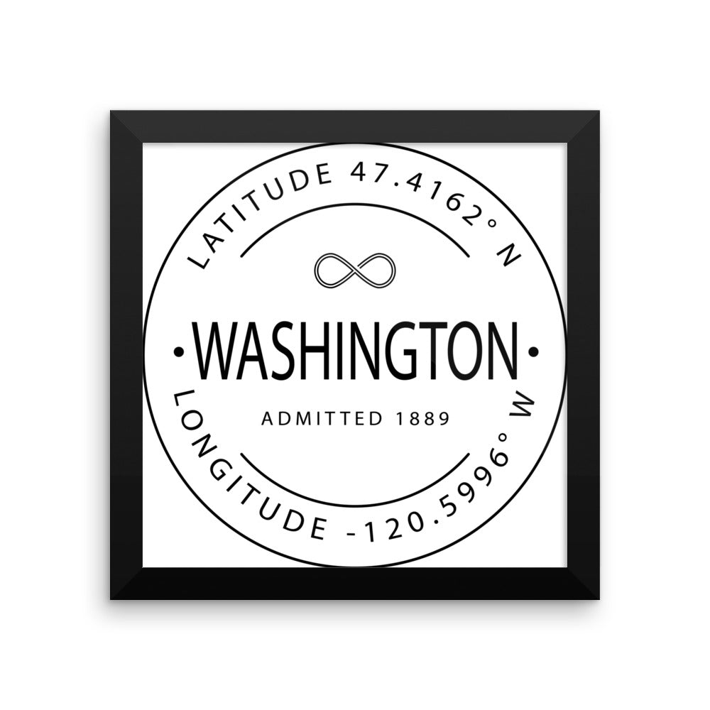 Washington - Framed Print - Latitude & Longitude