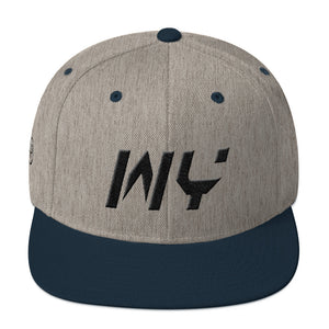 Wyoming - Flat Brim Hat - Black Embroidery - WY - Many Hat Color Options Available