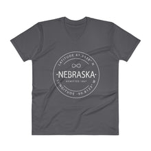 Nebraska - V-Neck T-Shirt - Latitude & Longitude