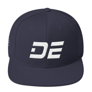 Delaware - Flat Brim Hat - White Embroidery - DE - Many Hat Color Options Available