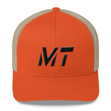 Montana - Mesh Back Trucker Cap - Black Embroidery - MT - Many Hat Color Options Available