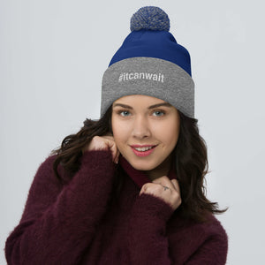 Margo's Collection - #itcanwait - White Embroidery - Pom-Pom Beanie - Different hat colors available