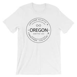 Oregon - Short-Sleeve Unisex T-Shirt - Latitude & Longitude