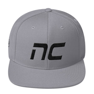North Carolina - Flat Brim Hat - Black Embroidery - NC - Many Hat Color Options Available