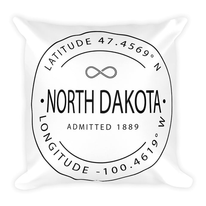 North Dakota - Throw Pillow - Latitude & Longitude