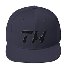 Texas - Flat Brim Hat - Black Embroidery - TX - Many Hat Color Options Available