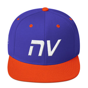 Nevada - Flat Brim Hat - White Embroidery - NV - Many Hat Color Options Available