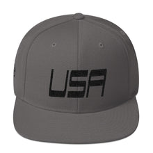USA Designs - Embroidered Flat Brim, Snapback Hat - USA