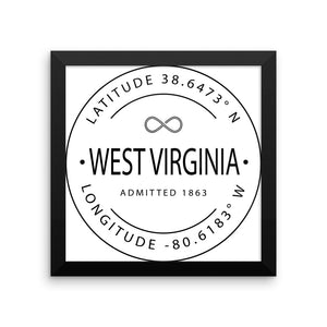 West Virginia - Framed Print - Latitude & Longitude