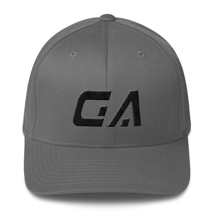 Georgia - Structured Twill Cap - Black Embroidery - GA - Many Hat Color Options Available