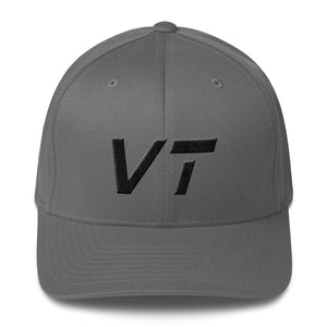Vermont - Structured Twill Cap - Black Embroidery - VT - Many Hat Color Options Available