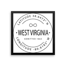 West Virginia - Framed Print - Latitude & Longitude