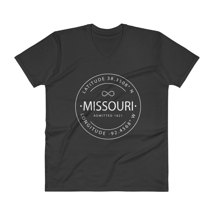 Missouri - V-Neck T-Shirt - Latitude & Longitude