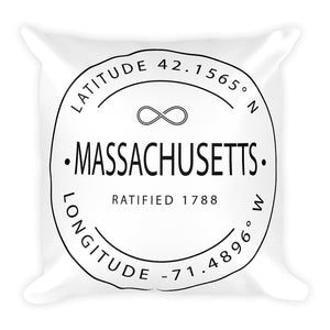 Massachusetts - Throw Pillow - Latitude & Longitude