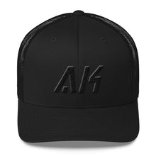 Alaska - Mesh Back Trucker Cap - Black Embroidery - AK - Many Hat Color Options Available