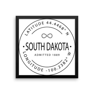 South Dakota - Framed Print - Latitude & Longitude