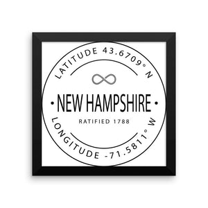 New Hampshire - Framed Print - Latitude & Longitude