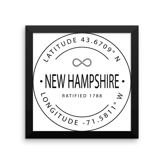 New Hampshire - Framed Print - Latitude & Longitude