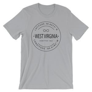 West Virginia - Short-Sleeve Unisex T-Shirt - Latitude & Longitude