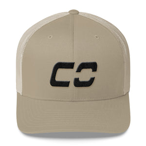 Colorado - Mesh Back Trucker Cap - Black Embroidery - CO - Many Hat Color Options Available