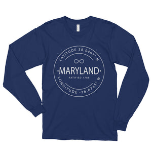 Maryland - Long sleeve t-shirt (unisex) - Latitude & Longitude