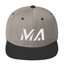 Massachusetts - Flat Brim Hat - White Embroidery - MA - Many Hat Color Options Available