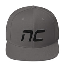 North Carolina - Flat Brim Hat - Black Embroidery - NC - Many Hat Color Options Available