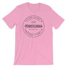 Pennsylvania - Short-Sleeve Unisex T-Shirt - Latitude & Longitude